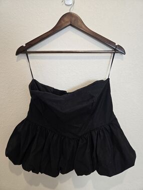 Black Strapless Bubble Mini Top